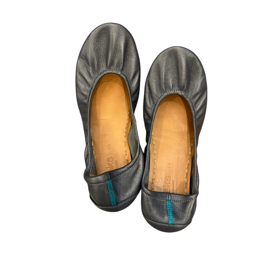 Women's TIEKS By Gavrieli Size 10 Metallic Pewter  Leather Ballet Flat Shoes